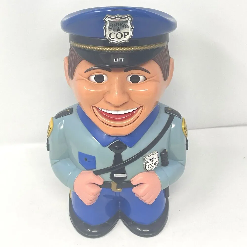 Vintage 2001 Cookie Cop Talking Cookie Jar Animated Eyes & Mouth Works! 11
